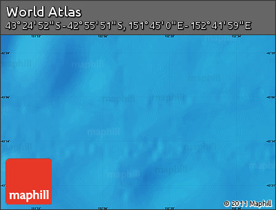 Physical Map of the Area around 43° 10' 22" S, 152° 13' 29" E