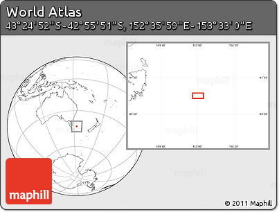 Blank Location Map of the Area around 43° 10' 22" S, 153° 4' 29" E