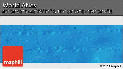 Physical Panoramic Map of the Area around 43° 10' 22" S, 153° 55' 30" E