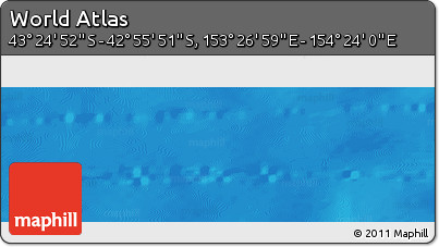 Physical Panoramic Map of the Area around 43° 10' 22" S, 153° 55' 30" E