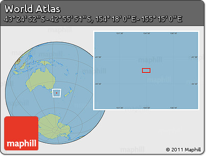 Savanna Style Location Map of the Area around 43° 10' 22" S, 154° 46' 30" E