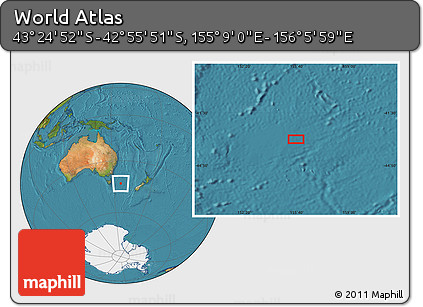 Satellite Location Map of the Area around 43° 10' 22" S, 155° 37' 30" E