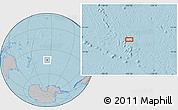 Gray Location Map of the area around 43° 10' 22" S, 155° 28' 29" W, hill shading