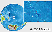 Physical Location Map of the area around 43° 10' 22" S, 155° 28' 29" W