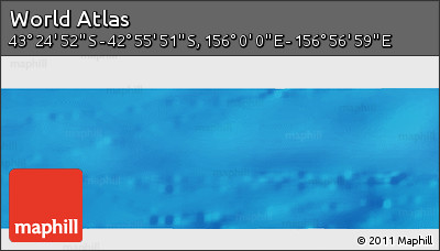 Physical Panoramic Map of the Area around 43° 10' 22" S, 156° 28' 29" E