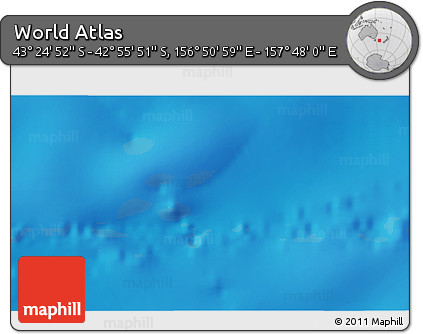 Shaded Relief 3D Map of the Area around 43° 10' 22" S, 157° 19' 29" E