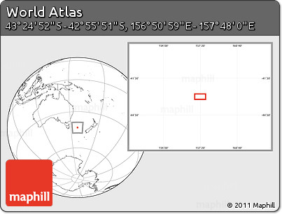 Blank Location Map of the Area around 43° 10' 22" S, 157° 19' 29" E
