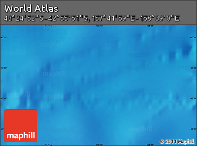 Physical Map of the Area around 43° 10' 22" S, 158° 10' 30" E