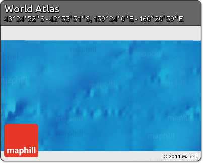 Shaded Relief 3D Map of the Area around 43° 10' 22" S, 159° 52' 30" E