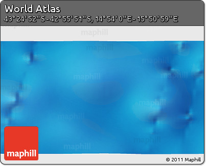 Physical 3D Map of the Area around 43° 10' 22" S, 15° 22' 30" E