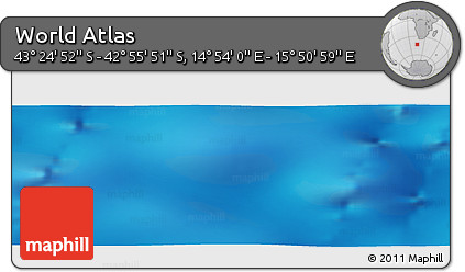 Physical Panoramic Map of the Area around 43° 10' 22" S, 15° 22' 30" E