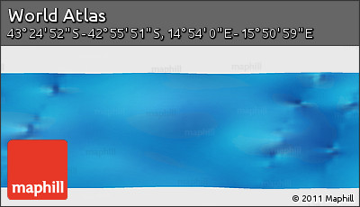 Physical Panoramic Map of the Area around 43° 10' 22" S, 15° 22' 30" E