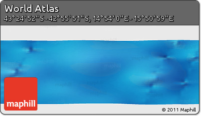 Physical Panoramic Map of the Area around 43° 10' 22" S, 15° 22' 30" E