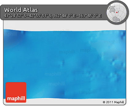 Shaded Relief 3D Map of the Area around 43° 10' 22" S, 163° 16' 30" E