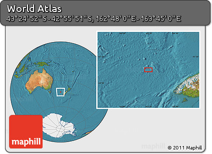 Satellite Location Map of the Area around 43° 10' 22" S, 163° 16' 30" E