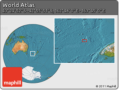 Satellite Location Map of the Area around 43° 10' 22" S, 163° 16' 30" E