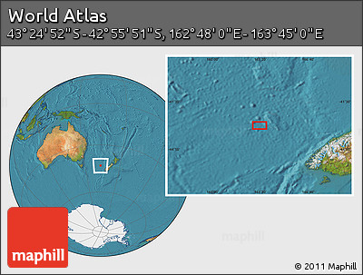 Satellite Location Map of the Area around 43° 10' 22" S, 163° 16' 30" E