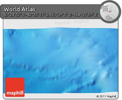 Shaded Relief 3D Map of the Area around 43° 10' 22" S, 164° 7' 30" E