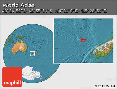 Satellite Location Map of the Area around 43° 10' 22" S, 164° 58' 29" E