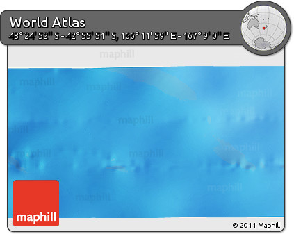 Physical 3D Map of the Area around 43° 10' 22" S, 166° 40' 30" E