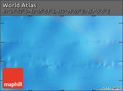 Physical Map of the Area around 43° 10' 22" S, 166° 40' 30" E
