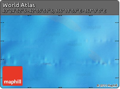 Physical Map of the Area around 43° 10' 22" S, 166° 40' 30" E