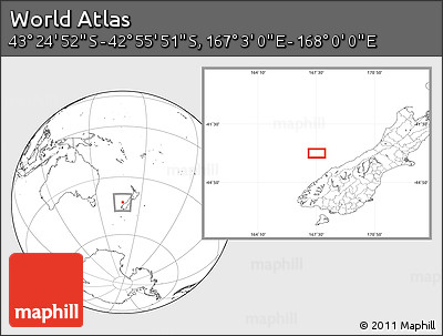Blank Location Map of the Area around 43° 10' 22" S, 167° 31' 30" E