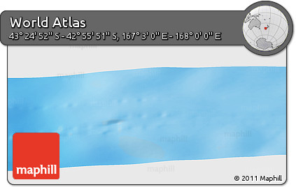 Physical Panoramic Map of the Area around 43° 10' 22" S, 167° 31' 30" E