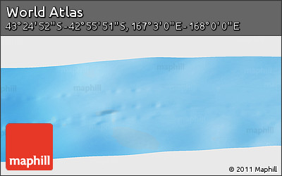 Physical Panoramic Map of the Area around 43° 10' 22" S, 167° 31' 30" E