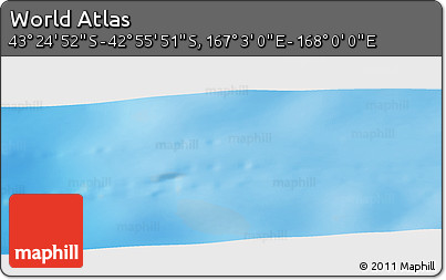 Physical Panoramic Map of the Area around 43° 10' 22" S, 167° 31' 30" E