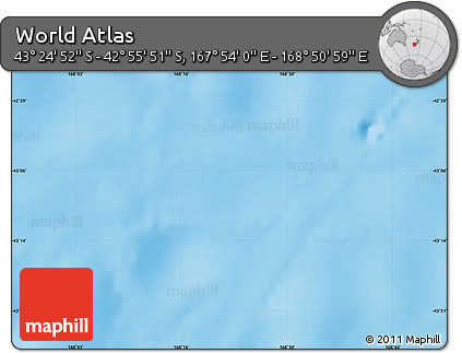 Physical Map of the Area around 43° 10' 22" S, 168° 22' 30" E