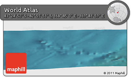 Satellite Panoramic Map of the Area around 43° 10' 22" S, 169° 13' 29" E