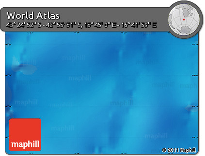 Physical Map of the Area around 43° 10' 22" S, 16° 13' 30" E