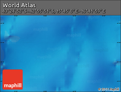 Physical Map of the Area around 43° 10' 22" S, 16° 13' 30" E
