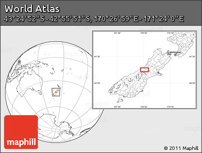 Blank Location Map of the Area around 43° 10' 22" S, 170° 55' 30" E