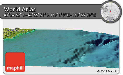 Satellite Panoramic Map of the Area around 43° 10' 22" S, 173° 28' 29" E