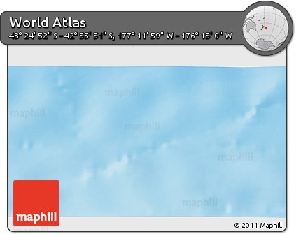 Physical 3D Map of the Area around 43° 10' 22" S, 176° 43' 29" W