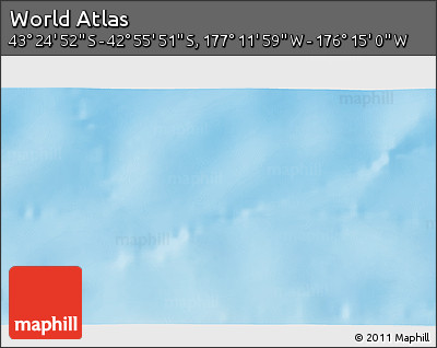 Physical 3D Map of the Area around 43° 10' 22" S, 176° 43' 29" W