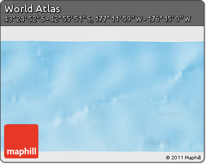 Physical 3D Map of the Area around 43° 10' 22" S, 176° 43' 29" W