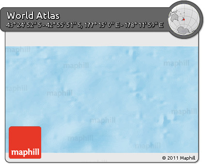 Shaded Relief 3D Map of the Area around 43° 10' 22" S, 177° 43' 29" E