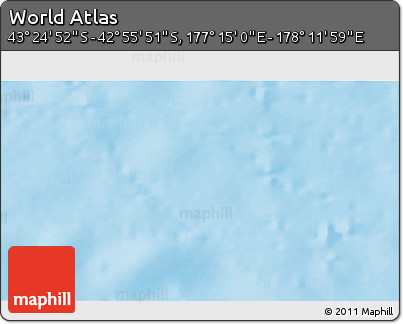 Shaded Relief 3D Map of the Area around 43° 10' 22" S, 177° 43' 29" E