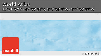 Physical Panoramic Map of the Area around 43° 10' 22" S, 178° 25' 30" W
