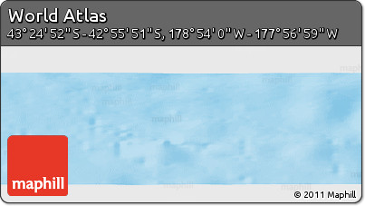 Physical Panoramic Map of the Area around 43° 10' 22" S, 178° 25' 30" W