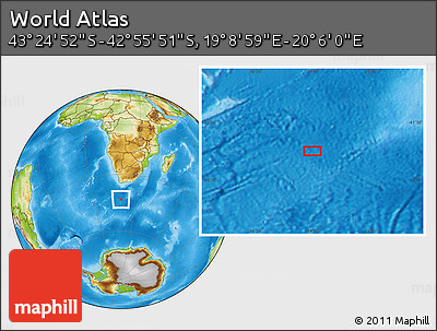 Physical Location Map of the Area around 43° 10' 22" S, 19° 37' 30" E