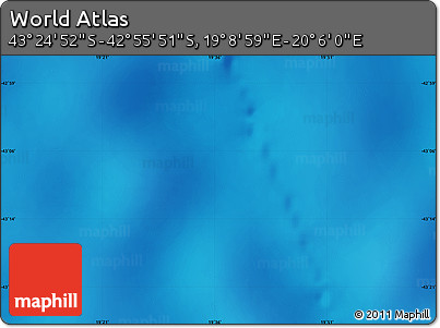 Physical Map of the Area around 43° 10' 22" S, 19° 37' 30" E