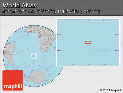 Gray Location Map of the Area around 43° 10' 22" S, 1° 46' 29" E