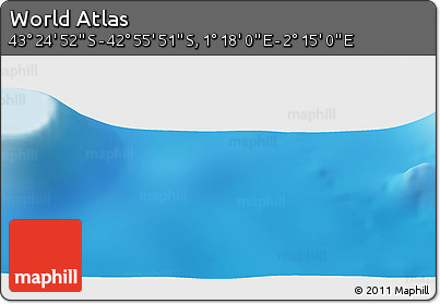Physical Panoramic Map of the Area around 43° 10' 22" S, 1° 46' 29" E