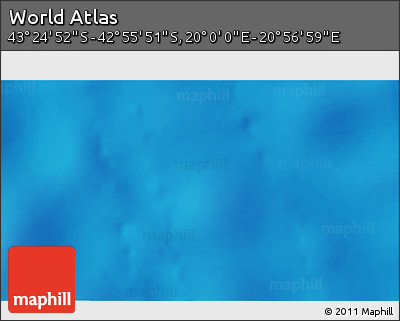 Physical 3D Map of the Area around 43° 10' 22" S, 20° 28' 30" E