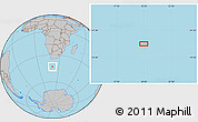 Gray Location Map of the area around 43° 10' 22" S, 20° 28' 30" E