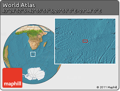 Satellite Location Map of the Area around 43° 10' 22" S, 21° 19' 30" E